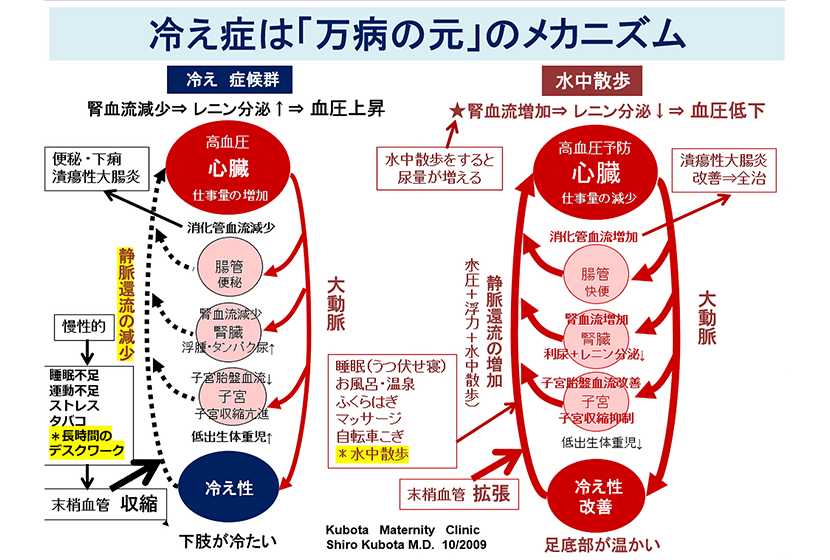 妊婦（大人）の冷え性対策に「水中散歩」を推奨
